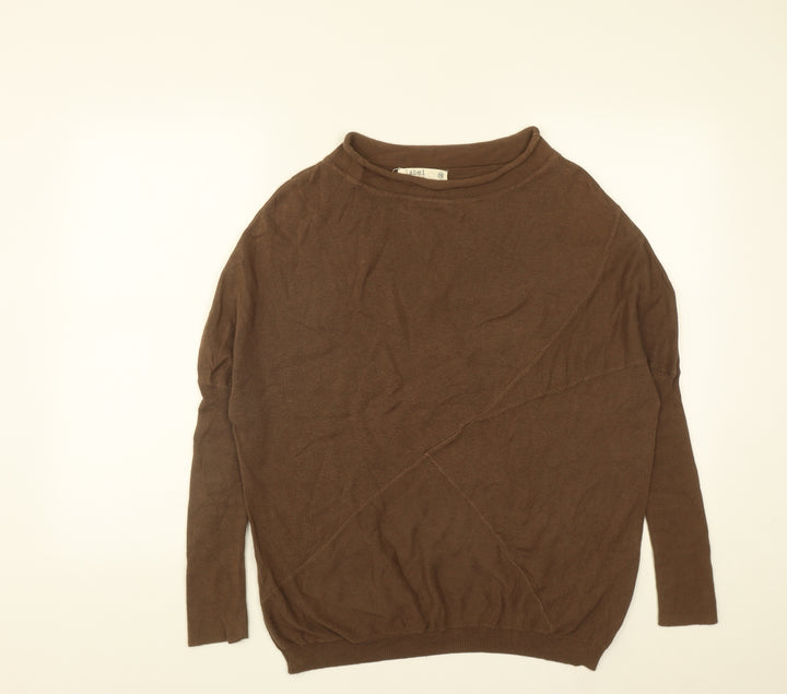 Label Lab Womens Brown Round Neck Cotton Pullover Jumper Size 10