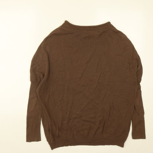 Label Lab Womens Brown Round Neck  Cotton Pullover Jumper Size 10