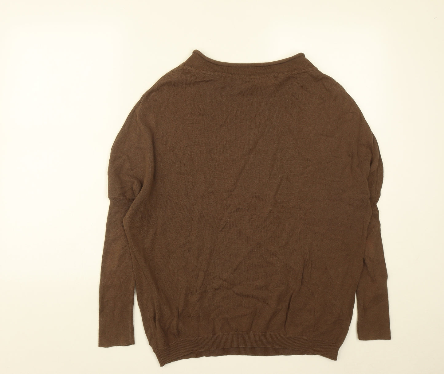 Label Lab Womens Brown Round Neck  Cotton Pullover Jumper Size 10