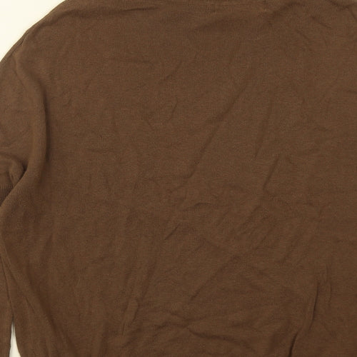 Label Lab Womens Brown Round Neck  Cotton Pullover Jumper Size 10