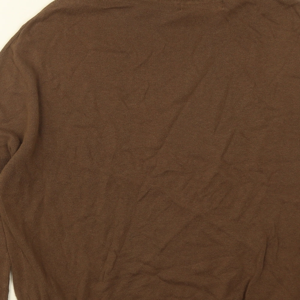 Label Lab Womens Brown Round Neck  Cotton Pullover Jumper Size 10