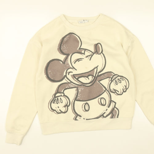 Primark Womens White Round Neck  Polyester Pullover Jumper Size XS   - Disney Mickey Mouse