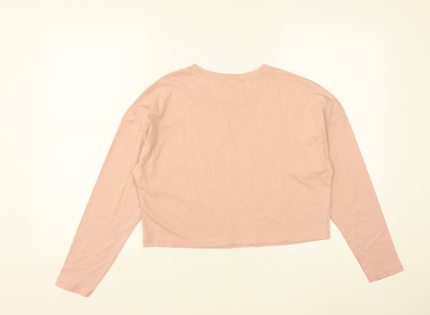 New Look Girls Pink  Cotton Cropped Casual Size 12-13 Years Round Neck