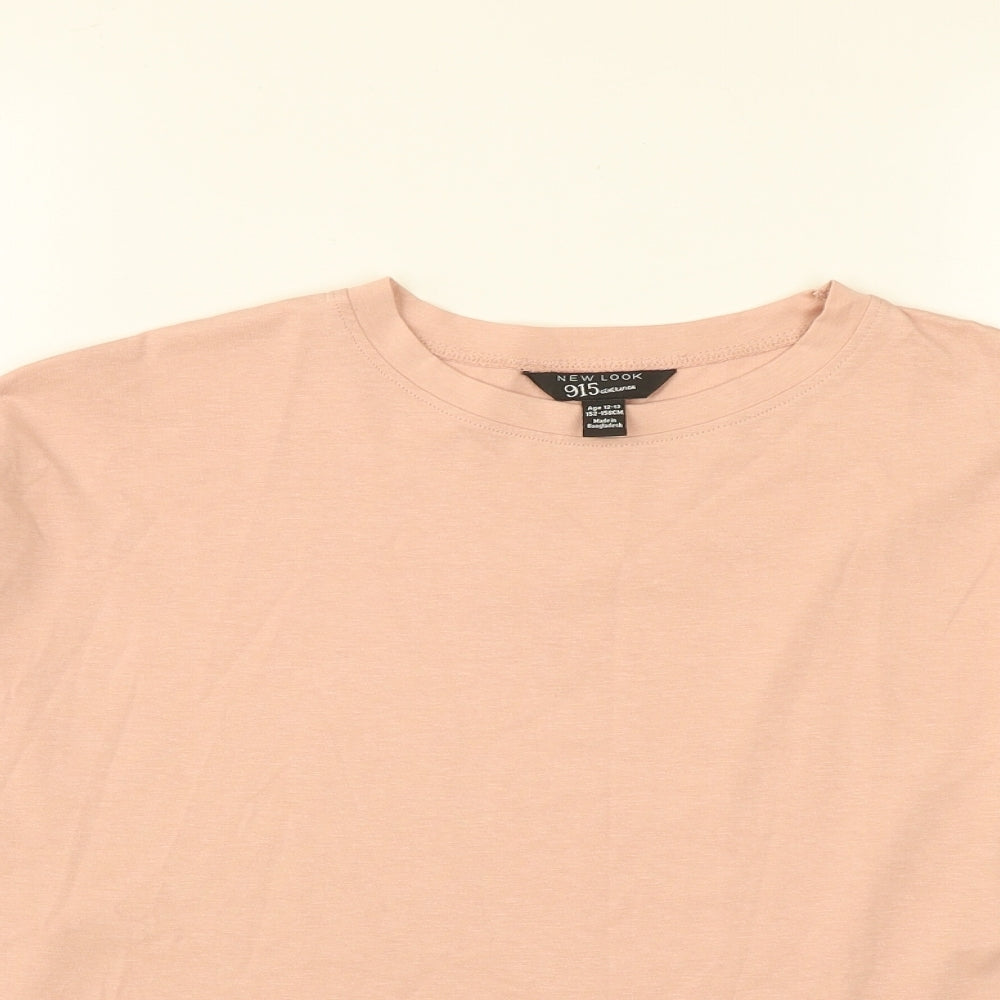 New Look Girls Pink  Cotton Cropped Casual Size 12-13 Years Round Neck