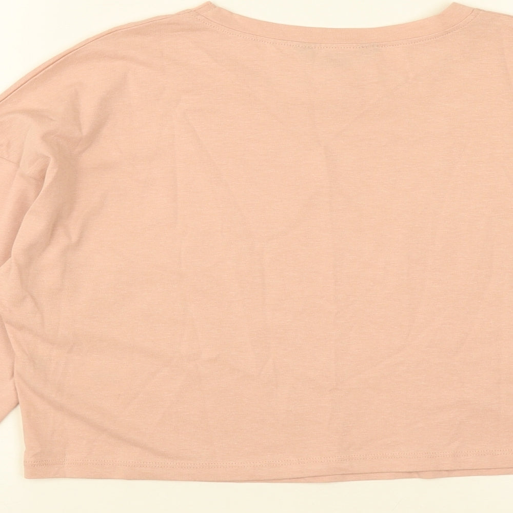 New Look Girls Pink  Cotton Cropped Casual Size 12-13 Years Round Neck