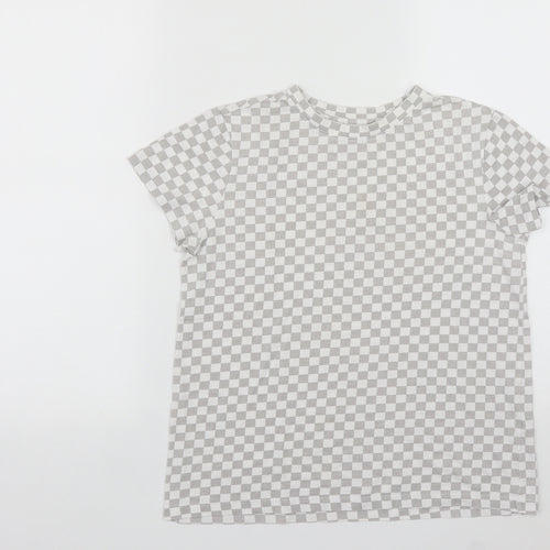 Primark Womens Multicoloured Check Cotton Basic T-Shirt Size XS Round Neck
