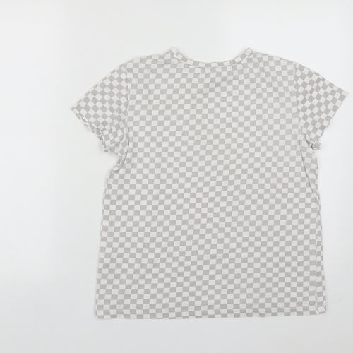 Primark Womens Multicoloured Check Cotton Basic T-Shirt Size XS Round Neck