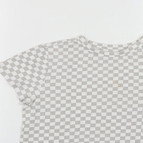 Primark Womens Multicoloured Check Cotton Basic T-Shirt Size XS Round Neck