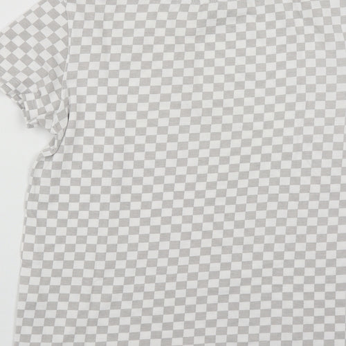 Primark Womens Multicoloured Check Cotton Basic T-Shirt Size XS Round Neck