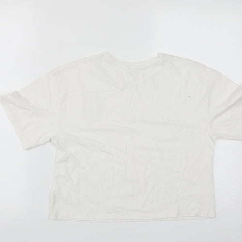 River Island Girls White  Cotton Cropped Casual Size 11-12 Years Round Neck