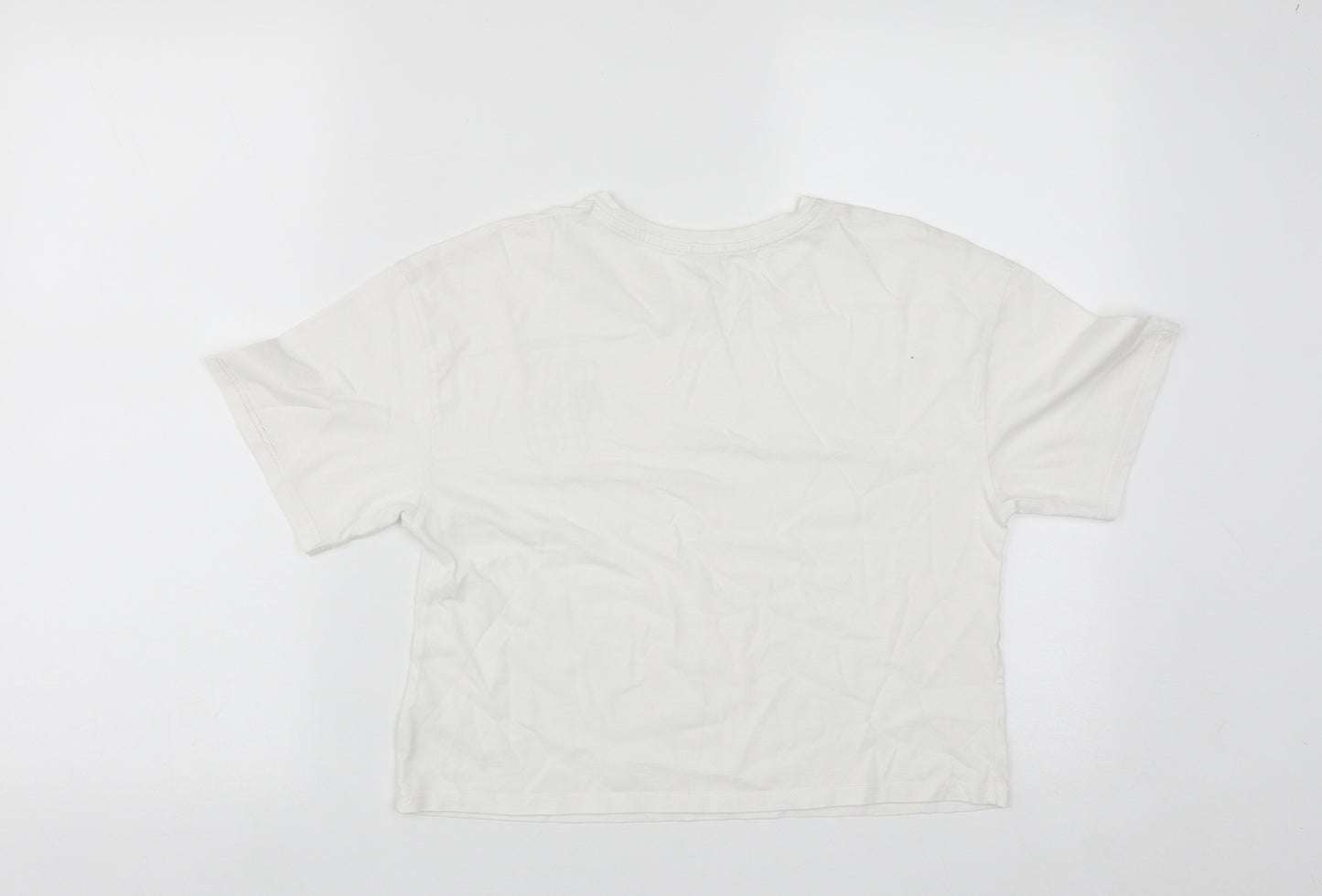 River Island Girls White  Cotton Cropped Casual Size 11-12 Years Round Neck