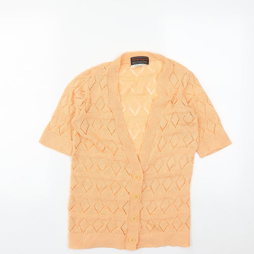 Harold Ingram Womens Orange V-Neck  Acrylic Cardigan Jumper Size S