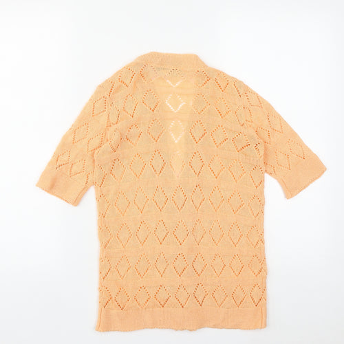 Harold Ingram Womens Orange V-Neck  Acrylic Cardigan Jumper Size S