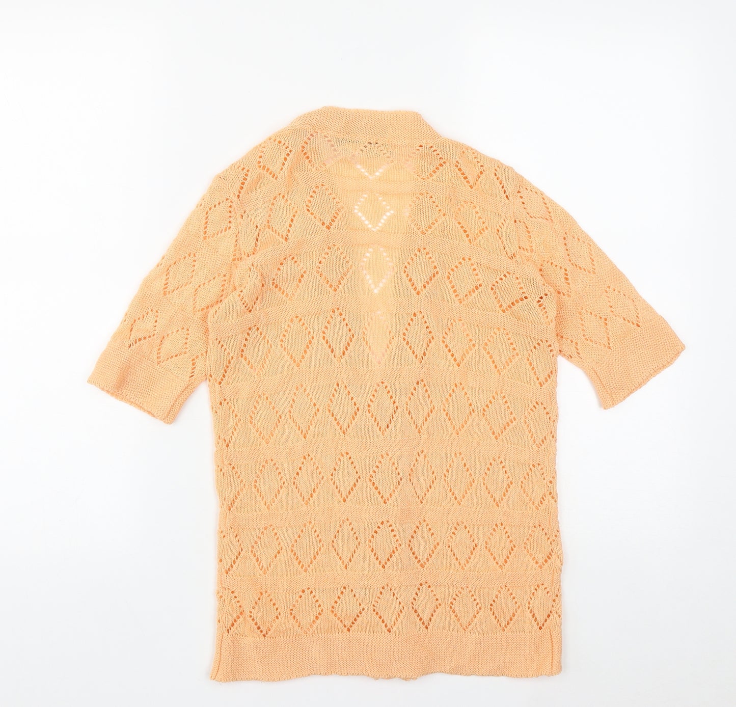 Harold Ingram Womens Orange V-Neck  Acrylic Cardigan Jumper Size S