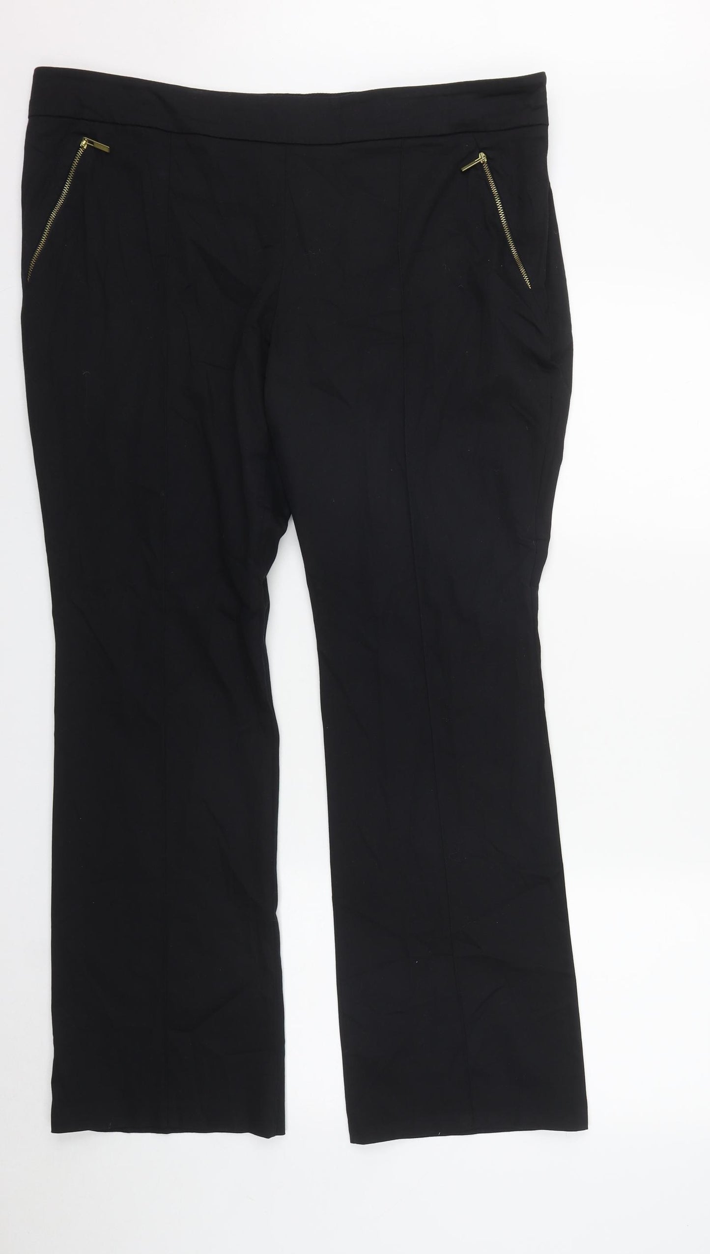 F&F Womens Black  Cotton Trousers  Size 18 L29 in Regular Zip