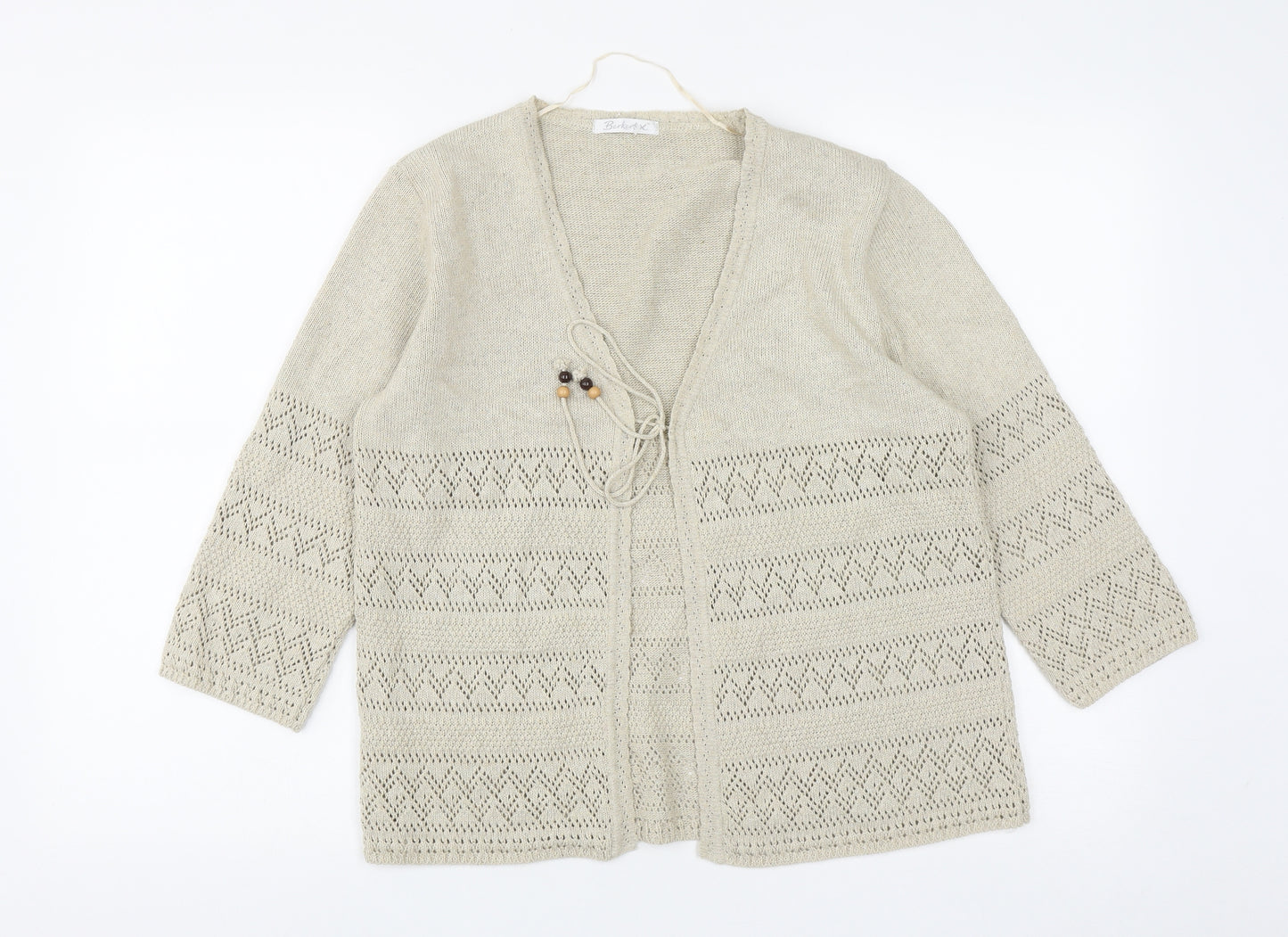 Berkertex Womens Beige V-Neck  Acrylic Shrug Jumper Size 14