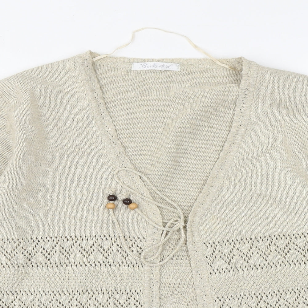 Berkertex Womens Beige V-Neck  Acrylic Shrug Jumper Size 14