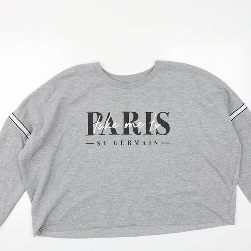 Primark Womens Grey  Polyester Pullover Sweatshirt Size L