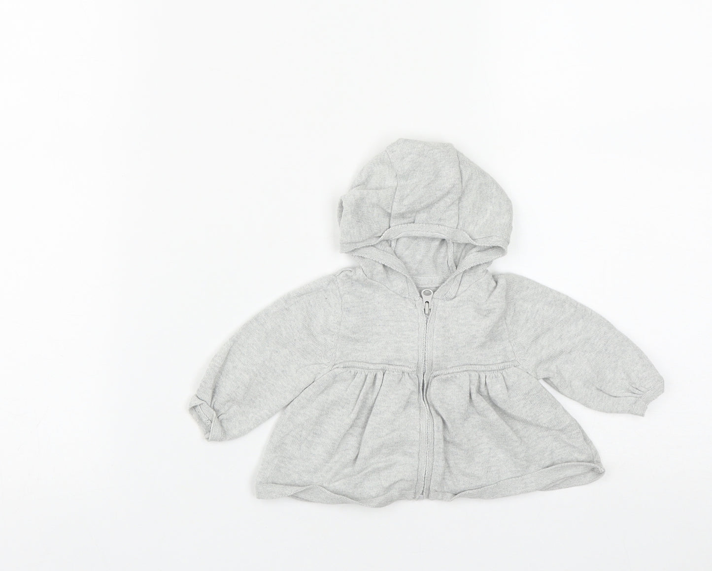 Mothercare Girls Grey  Cotton Cardigan Jumper Size 0-3 Months  Zip