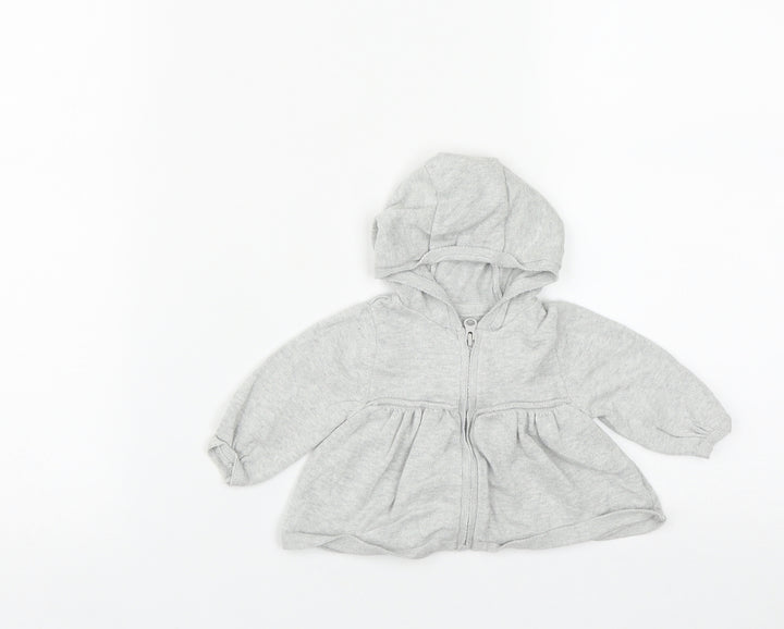 Mothercare Girls Grey  Cotton Cardigan Jumper Size 0-3 Months  Zip