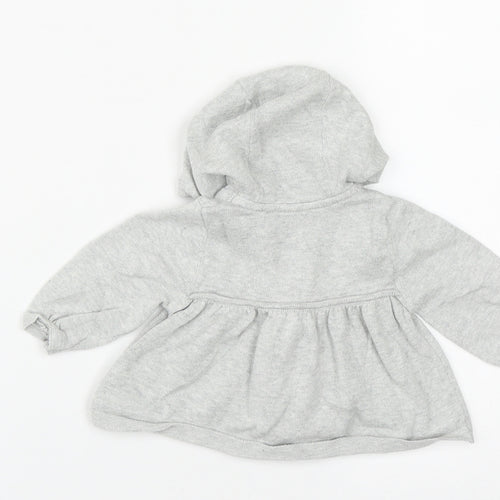 Mothercare Girls Grey  Cotton Cardigan Jumper Size 0-3 Months  Zip