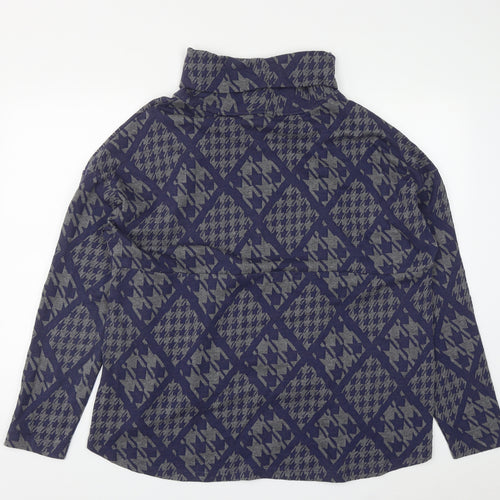 Hatley Womens Blue Roll Neck Geometric Cotton Pullover Jumper Size XL