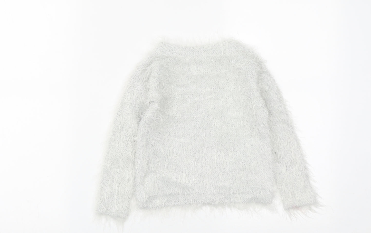 Zara Girls Grey Round Neck  Polyamide Pullover Jumper Size 4-5 Years