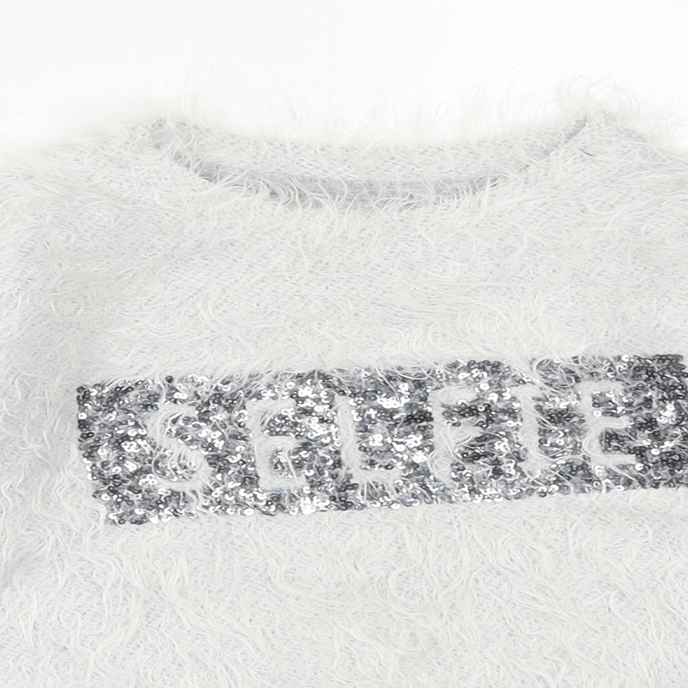 Zara Girls Grey Round Neck  Polyamide Pullover Jumper Size 4-5 Years