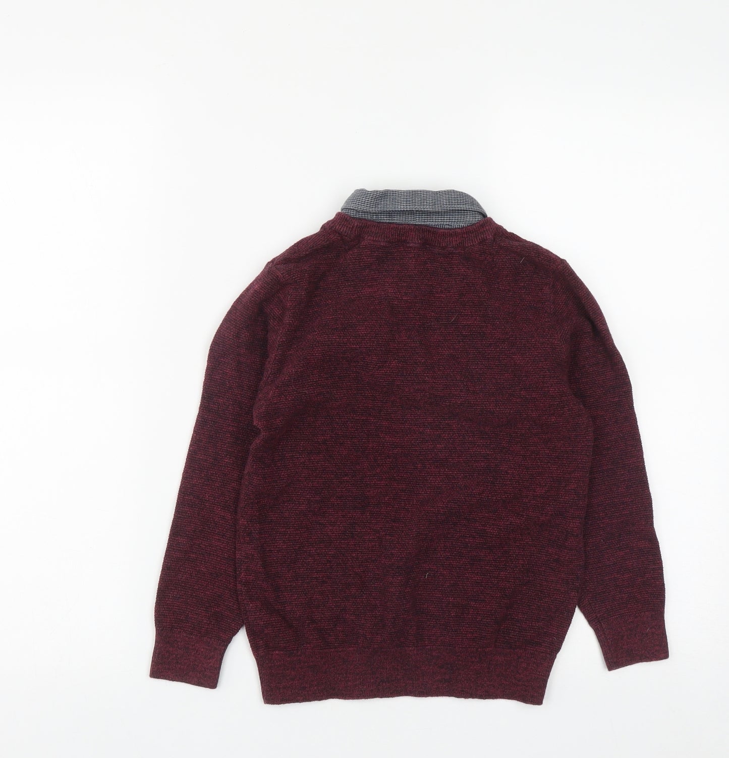 NEXT Boys Red Collared  Cotton Pullover Jumper Size 7 Years  Button