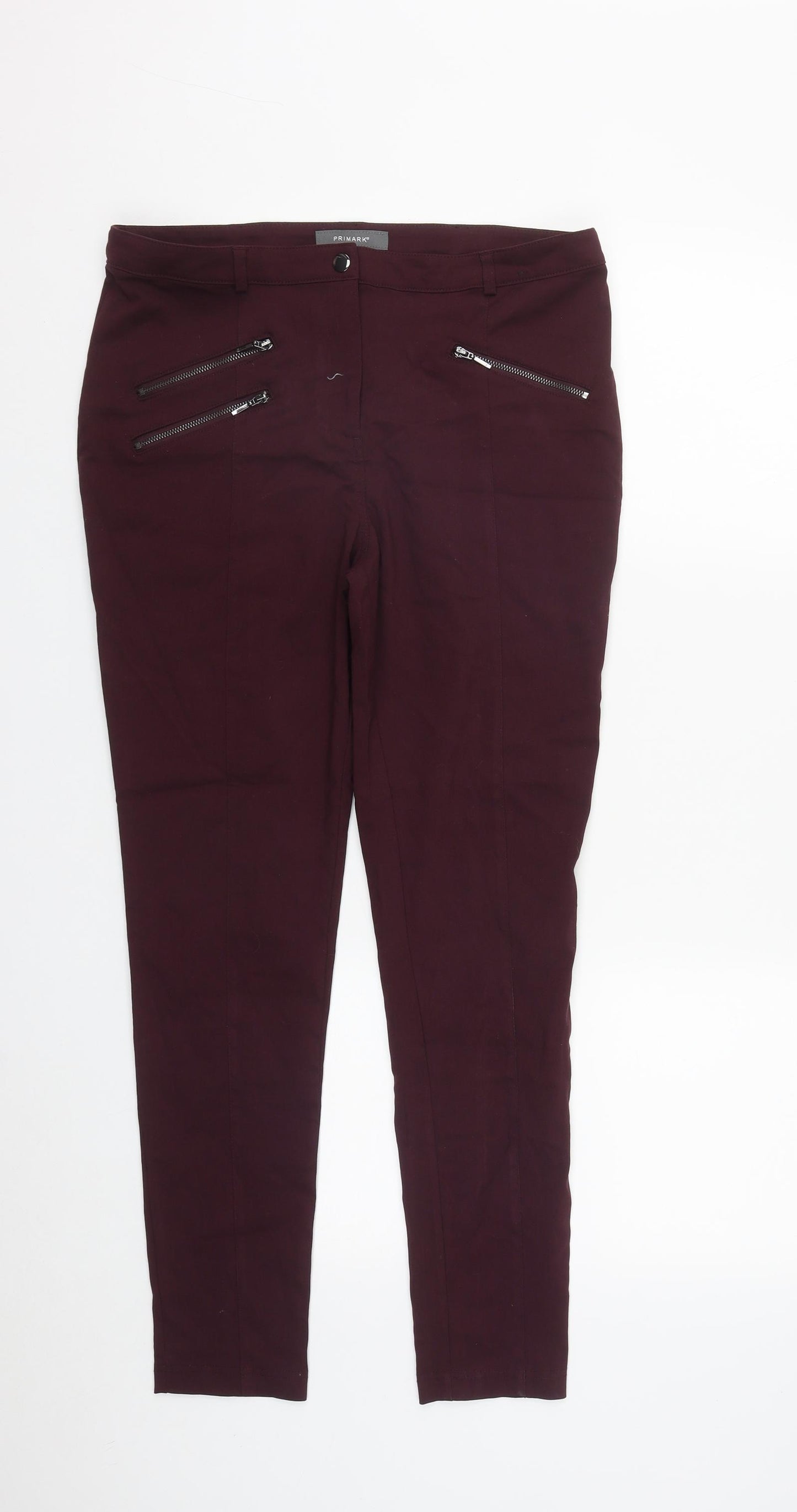 Primark Womens Purple  Viscose Trousers  Size 14 L27 in Regular Zip