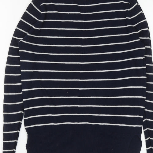 Primark Womens Blue V-Neck Striped Acrylic Pullover Jumper Size 10