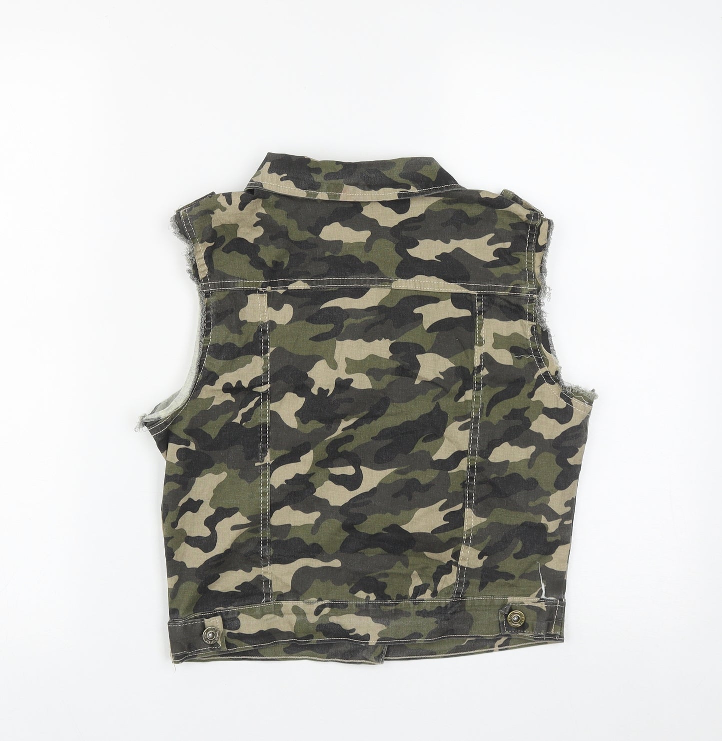 Flo am Mode Womens Multicoloured Camouflage  Gilet Waistcoat Size L  Button