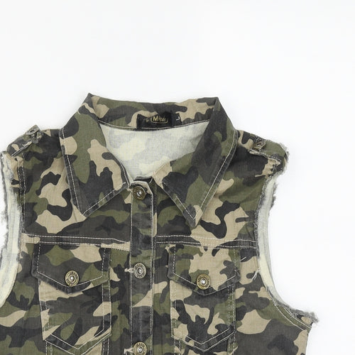 Flo am Mode Womens Multicoloured Camouflage  Gilet Waistcoat Size L  Button