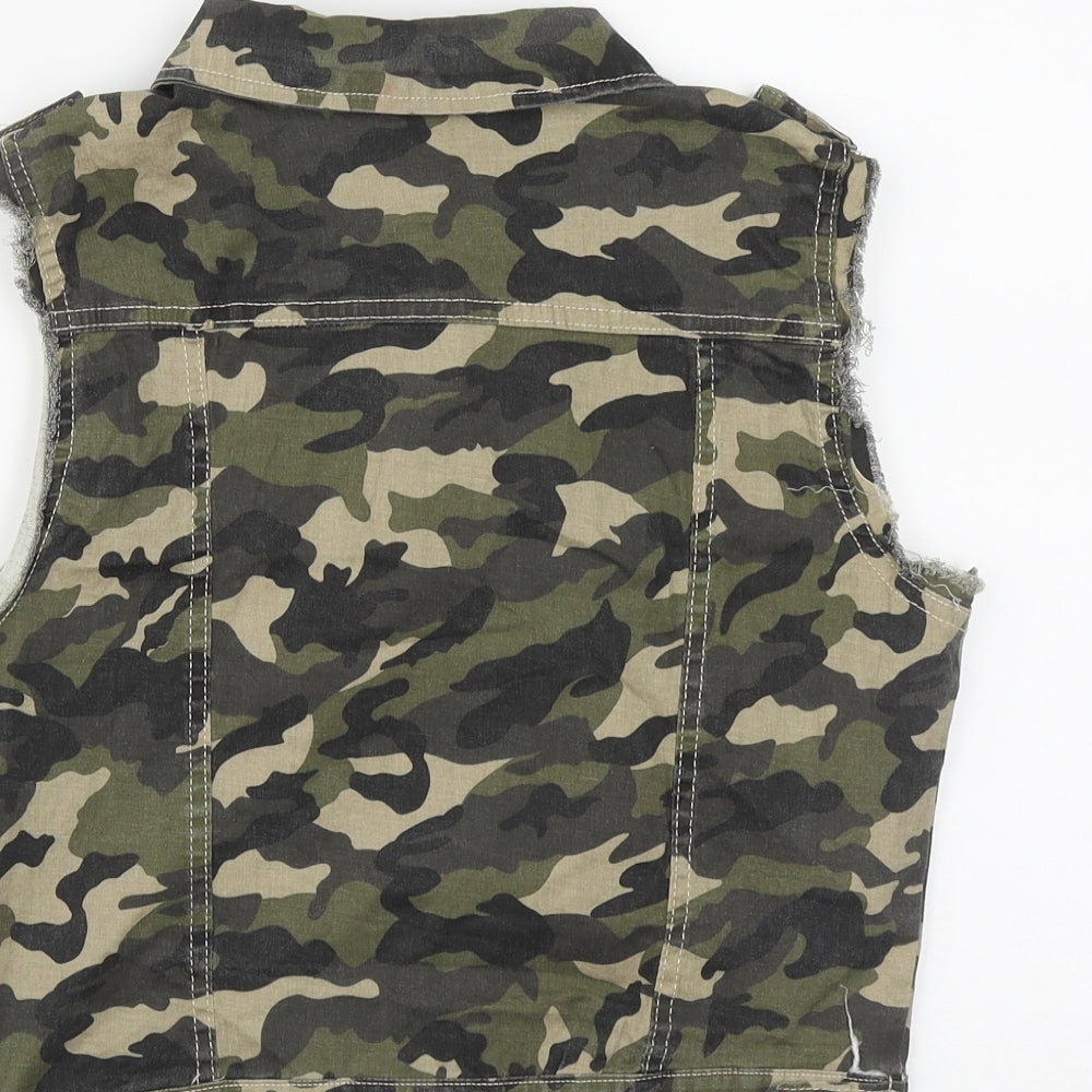 Flo am Mode Womens Multicoloured Camouflage  Gilet Waistcoat Size L  Button