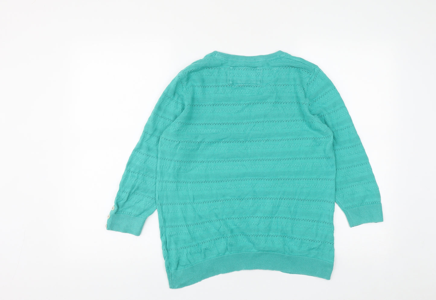 Marks and Spencer Womens Green Round Neck  Cotton Pullover Jumper Size 12