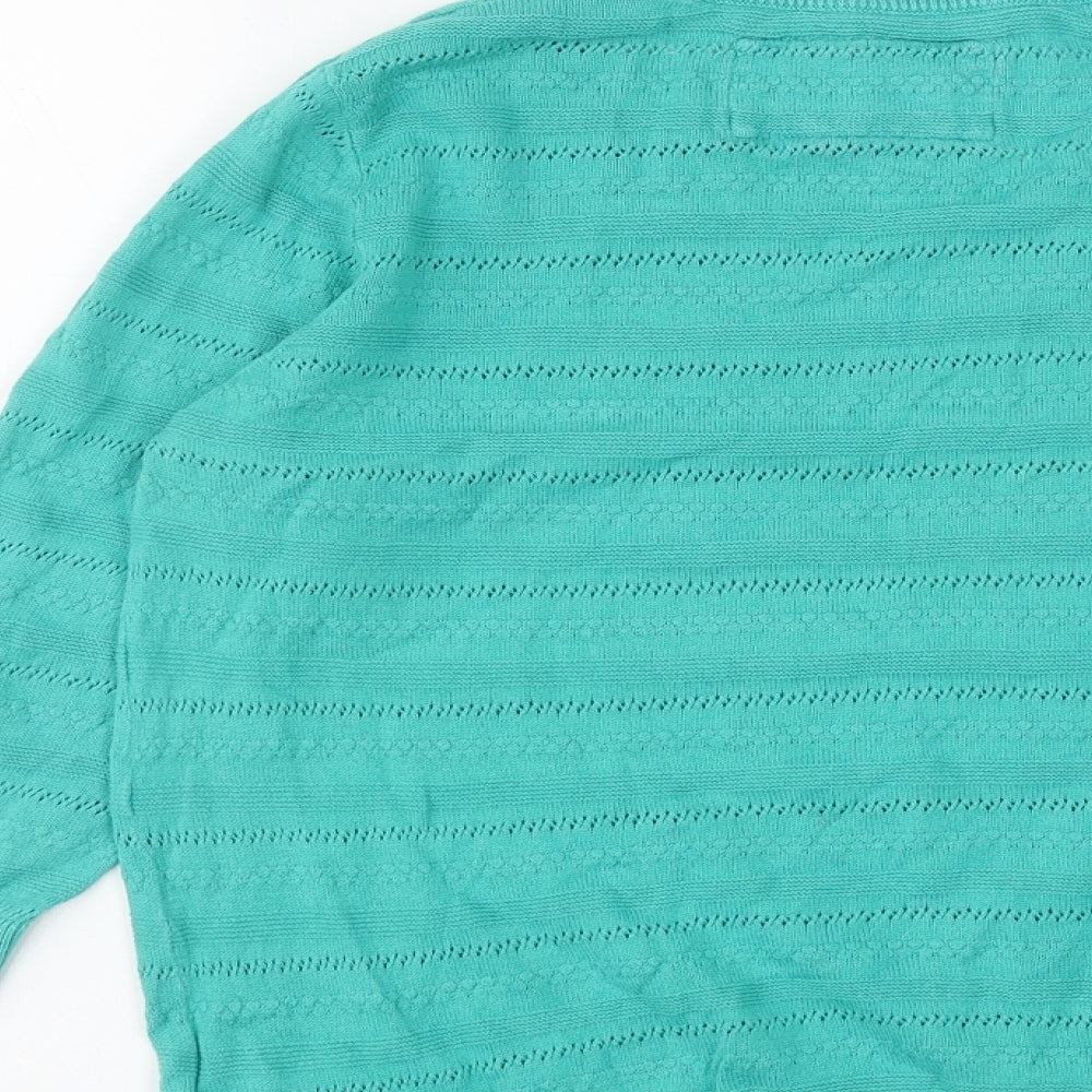 Marks and Spencer Womens Green Round Neck  Cotton Pullover Jumper Size 12