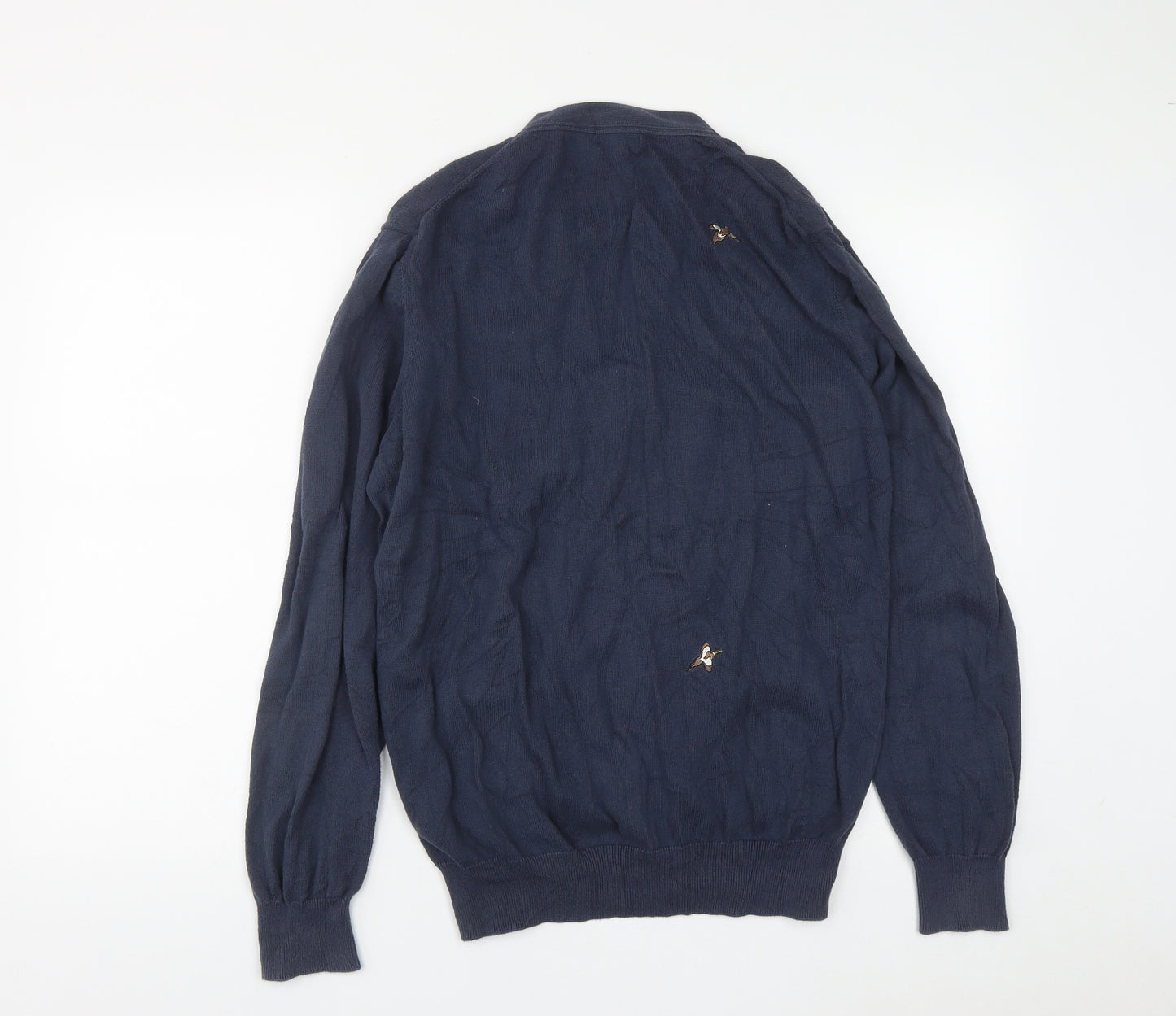 Barbour Mens Blue V-Neck  Cotton Cardigan Jumper Size M
