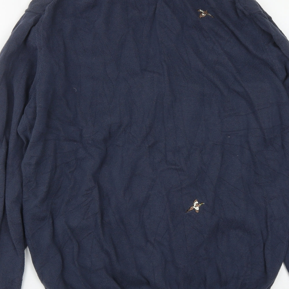 Barbour Mens Blue V-Neck  Cotton Cardigan Jumper Size M