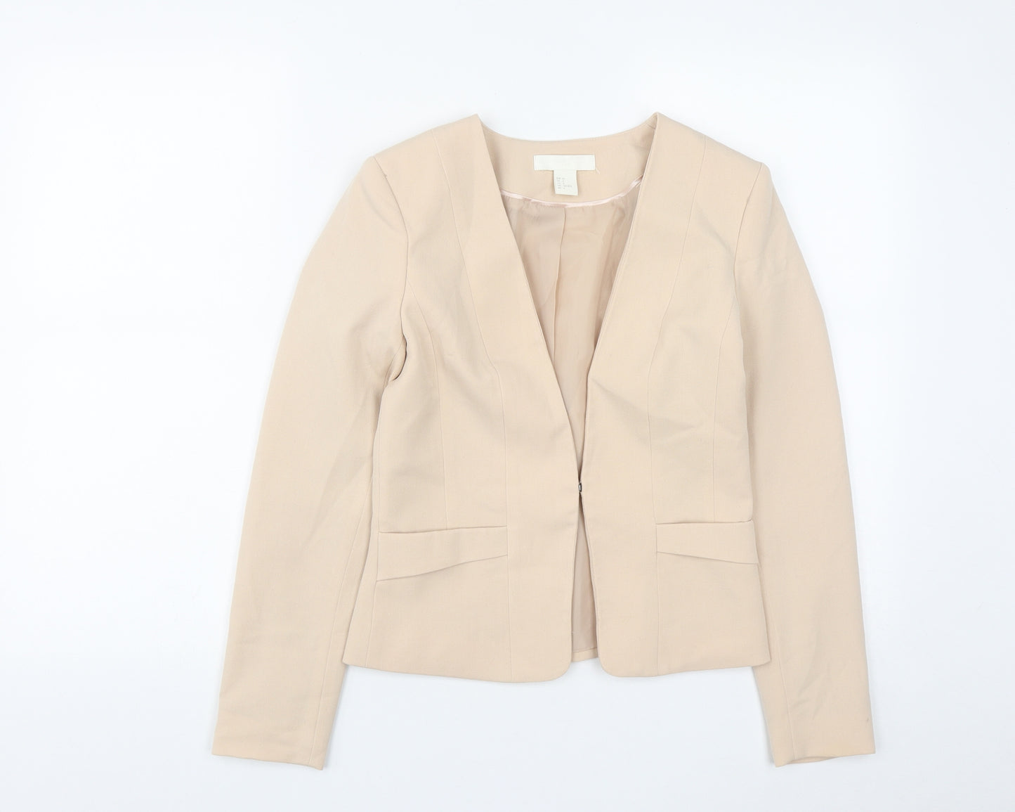 H&M Womens Beige   Jacket  Size 6  Hook & Eye