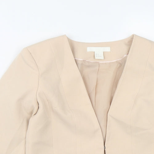 H&M Womens Beige   Jacket  Size 6  Hook & Eye