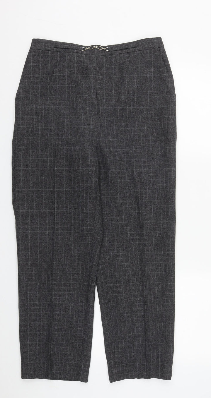 EWM Womens Grey Plaid Polyester Trousers Size 12 L25 in Regular