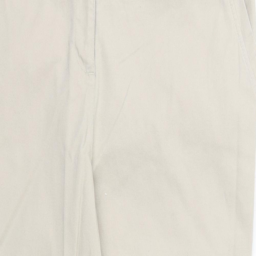 Wallis Womens Beige  Cotton Cropped Trousers Size 16 L24 in Regular Zip