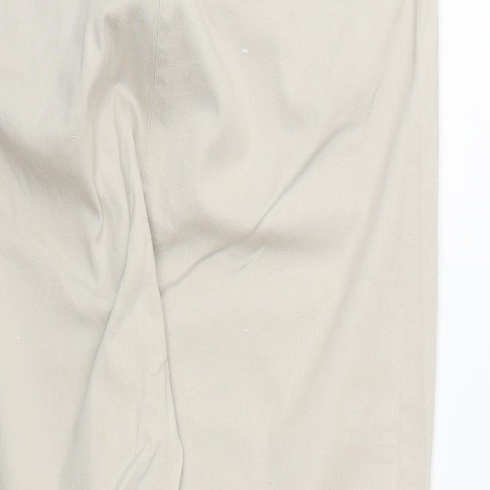 Wallis Womens Beige  Cotton Cropped Trousers Size 16 L24 in Regular Zip