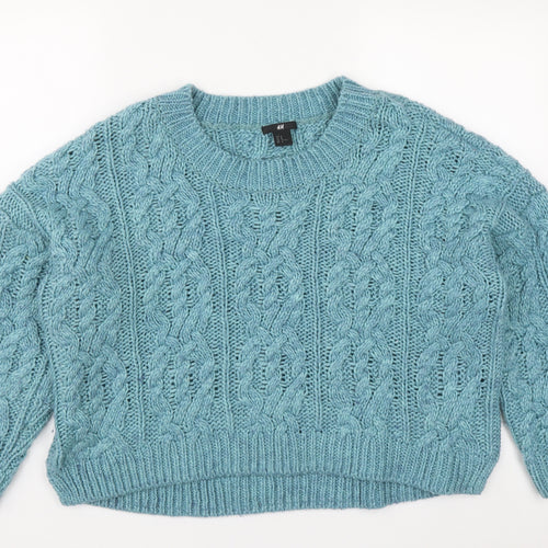H&M Womens Green Roll Neck  Acrylic Pullover Jumper Size M