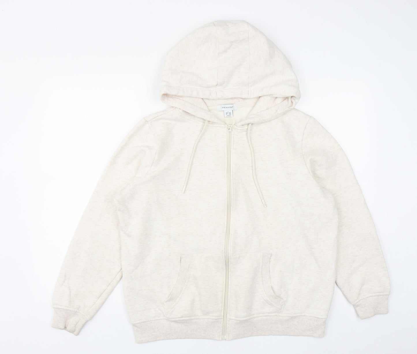 Primark Womens Beige  Cotton Full Zip Hoodie Size L  Zip