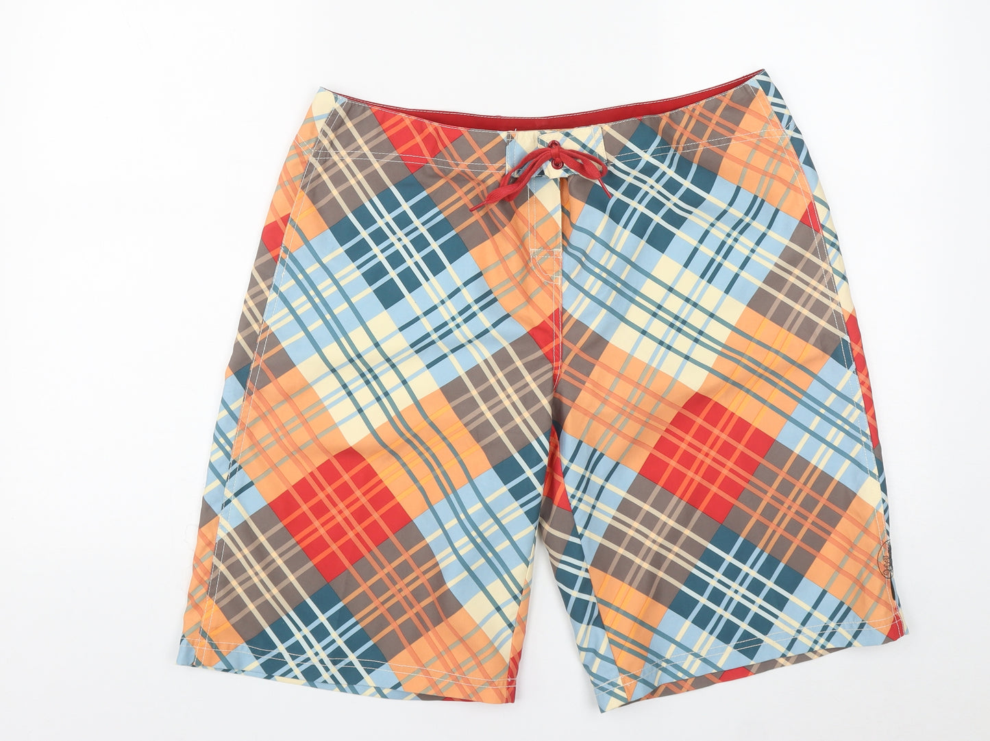 Billabong Mens Multicoloured Plaid Polyester Bermuda Shorts Size 36 in L10 in Regular Hook & Loop