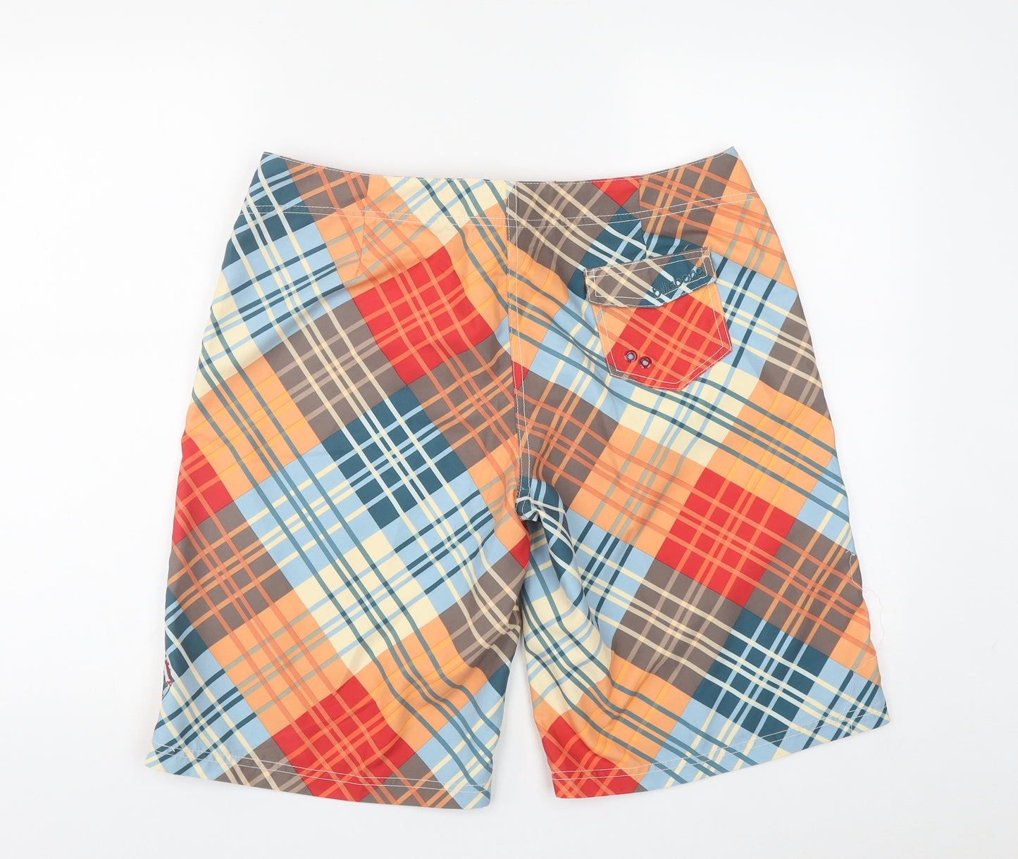 Billabong Mens Multicoloured Plaid Polyester Bermuda Shorts Size 36 in L10 in Regular Hook & Loop