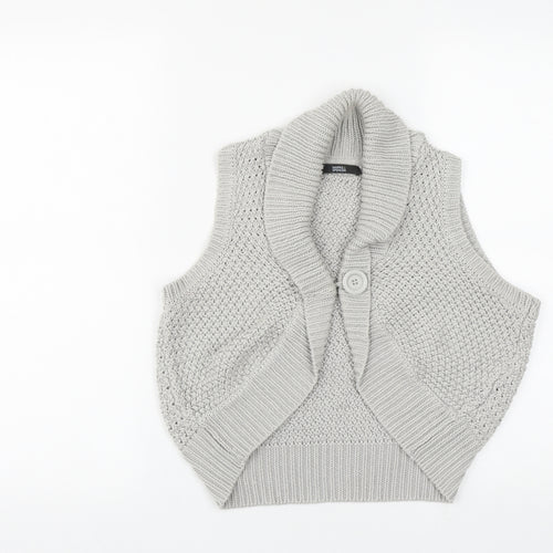 Marks and Spencer Womens Grey V-Neck  Acrylic Shrug Jumper Size 12