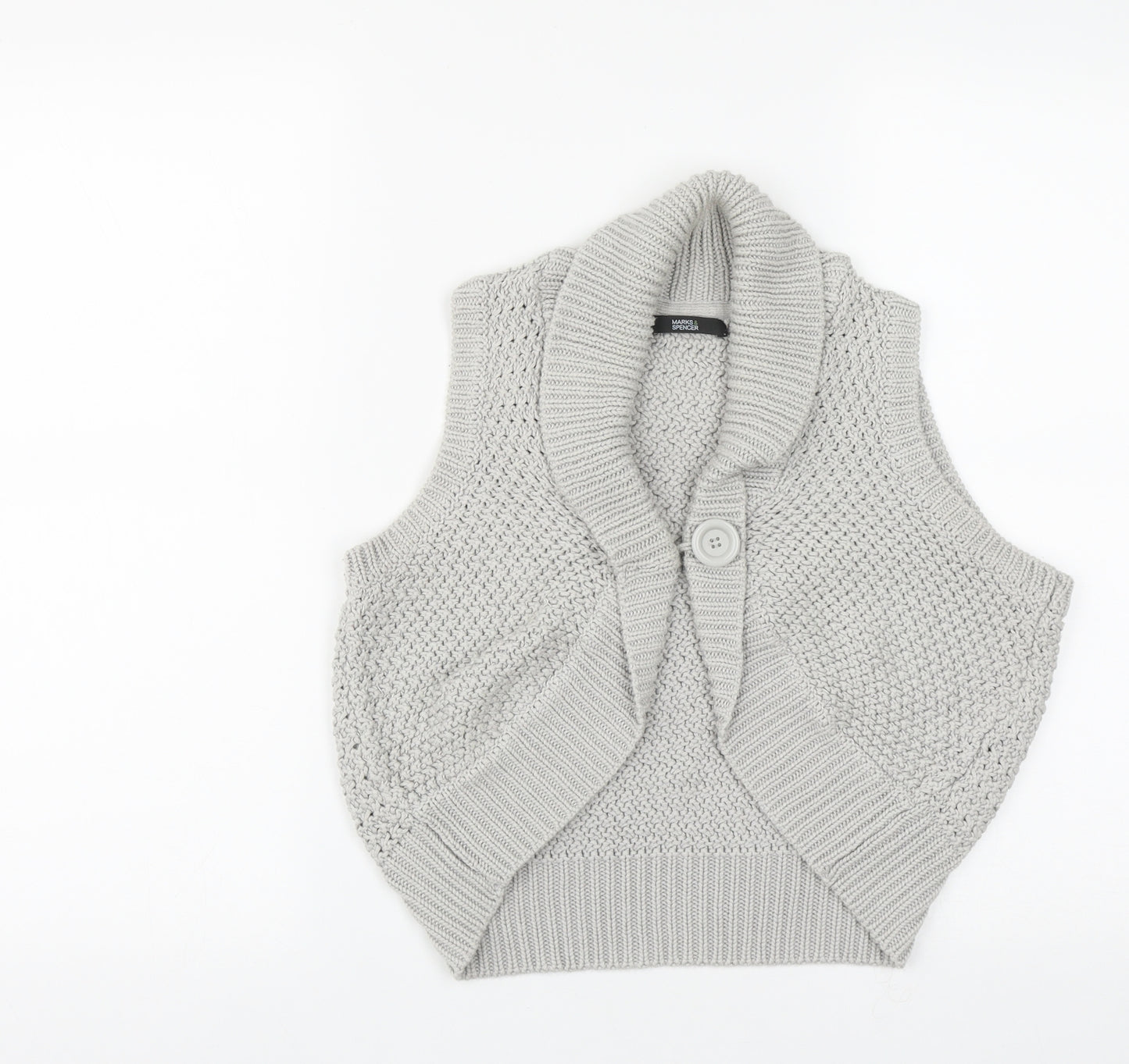 Marks and Spencer Womens Grey V-Neck  Acrylic Shrug Jumper Size 12