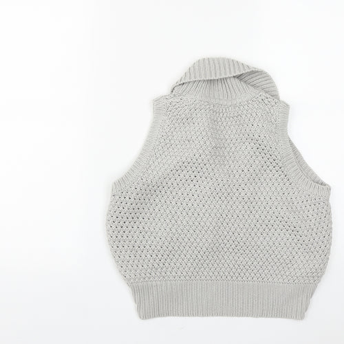 Marks and Spencer Womens Grey V-Neck  Acrylic Shrug Jumper Size 12